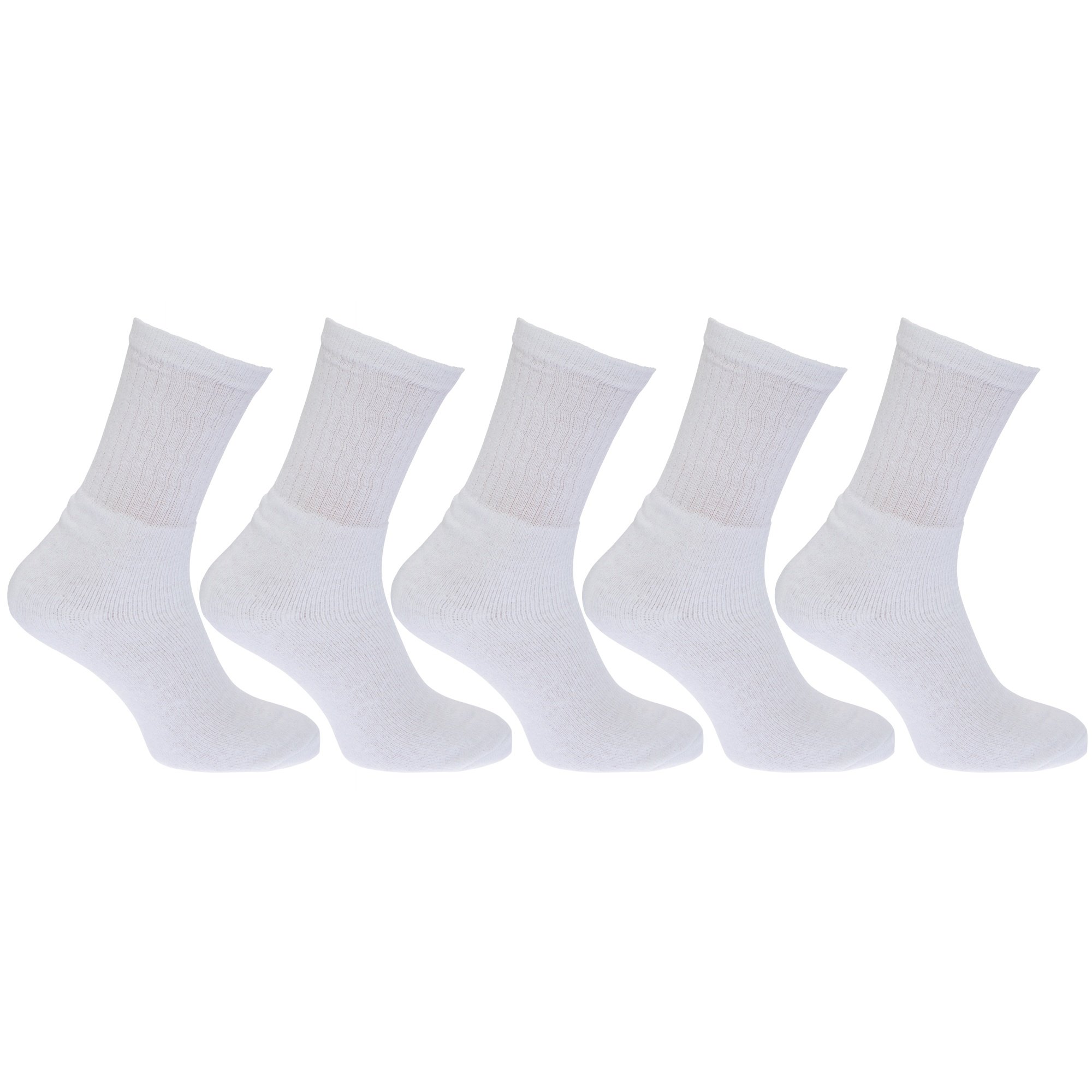 Universal Textiles Men's White Cotton Rich Sports Socks (Pack Of 5) (Uk Shoe 6-11, Eur 39-45) (White)