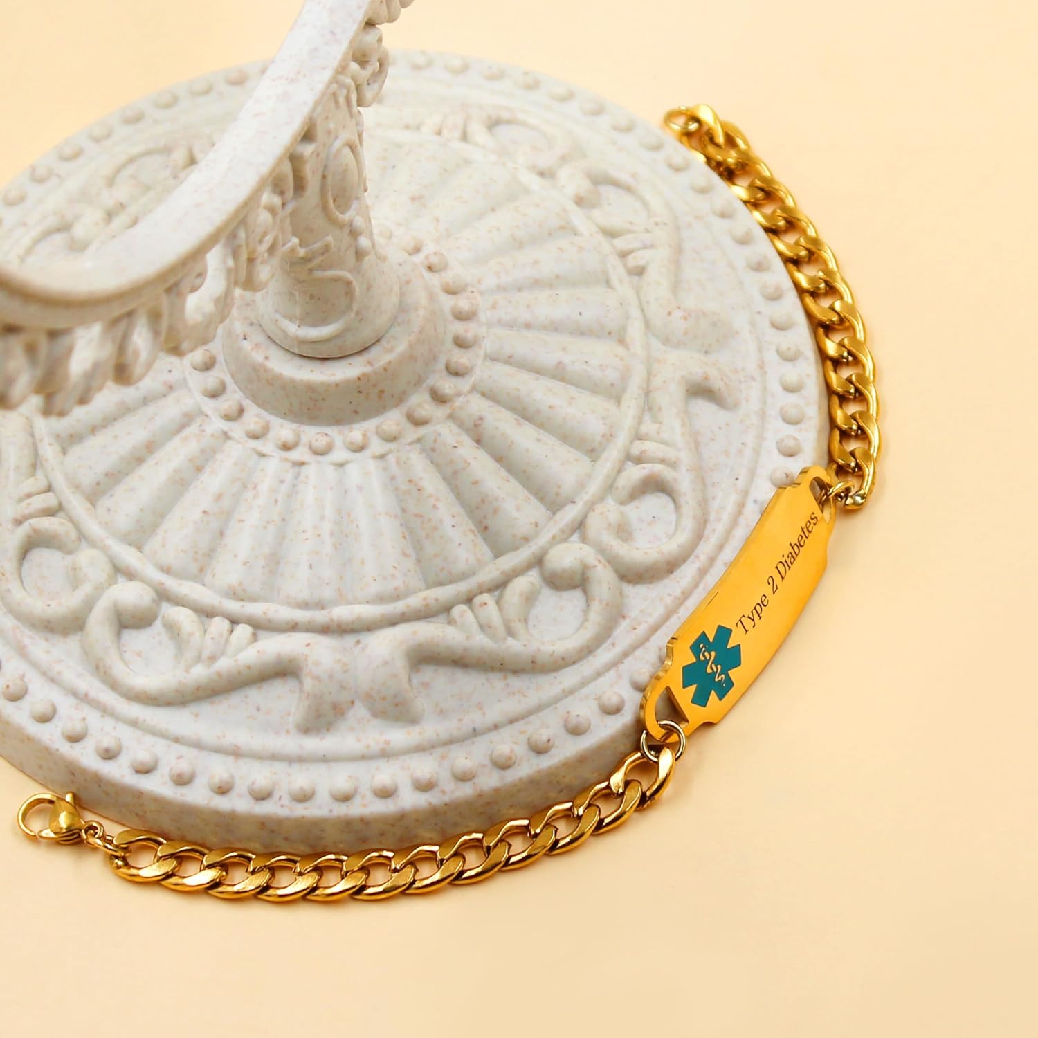 Uloveido Personalized Emergency Medical Alert Bracelet Stainless Steel- Stylish Cuban Link Chain Bracelets for Women and Men - Image 5