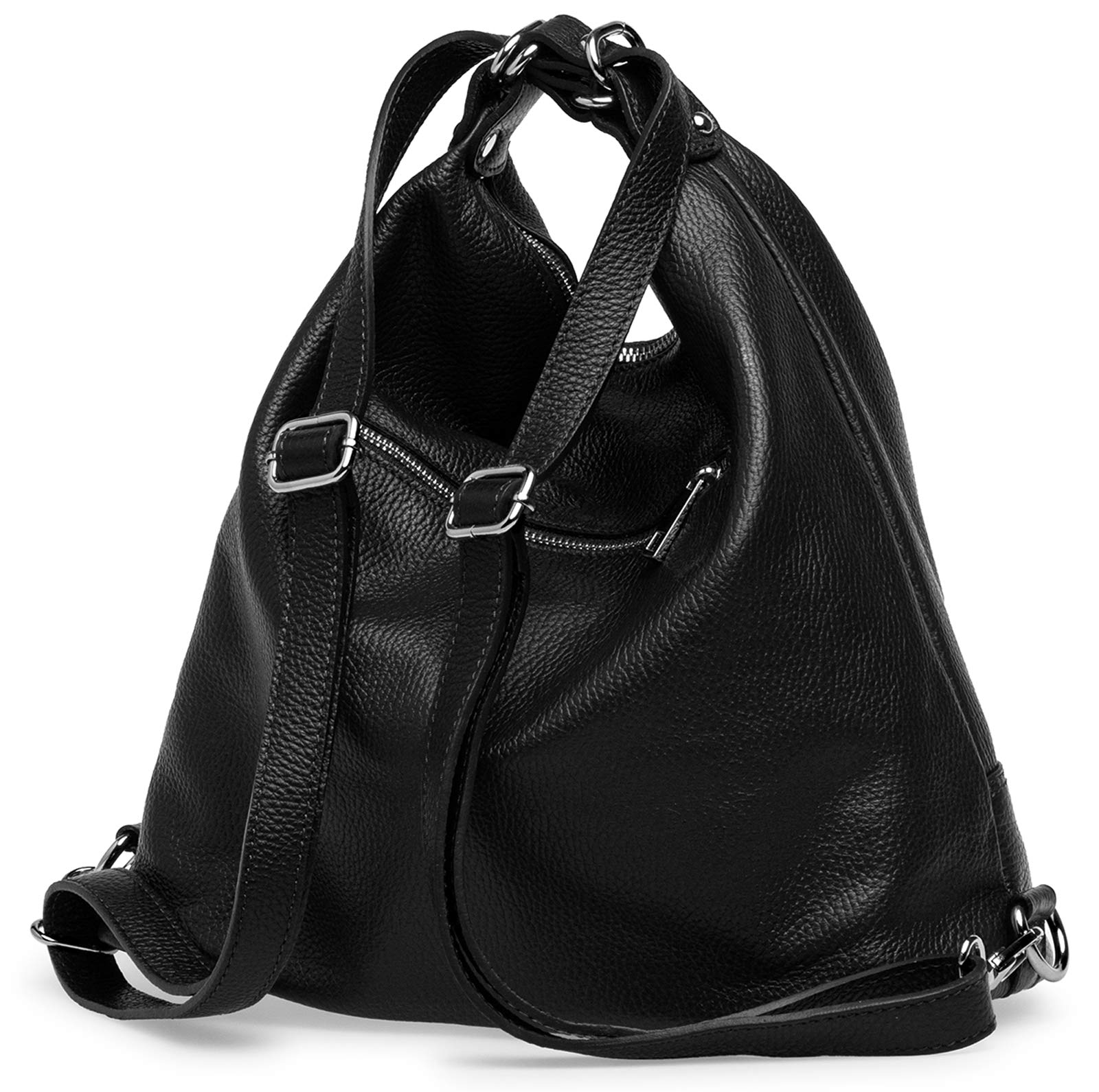 Caspar 2 in 1 Schultertasche Rucksack aus Leder Damen Tasche - PREMIUM LINE - Modell No.796 - Made in Italy