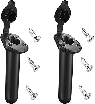 2-Pack Plastic Flush Mount Kayak Rod Holders with Cap Covers Fishing Tackle Accessory Tool for Kayak, Canoe, Small Boat Accessories Loopunk