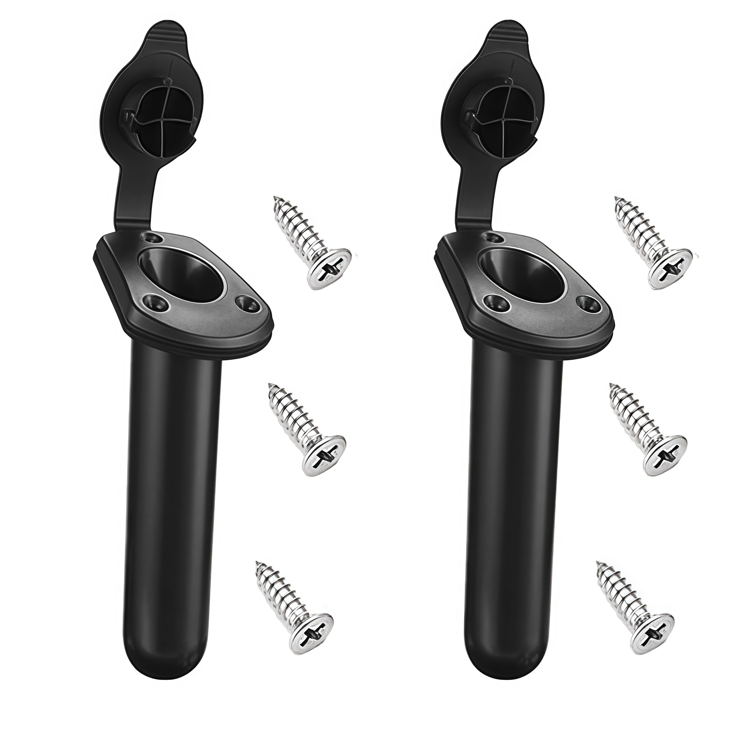 Supporto per canna da kayak, in plastica, montaggio a filo, supporto per canna da pesca e copertura del cappuccio, accessorio per barca, canoa, pesca, kayak, 2 pezzi Loopunk