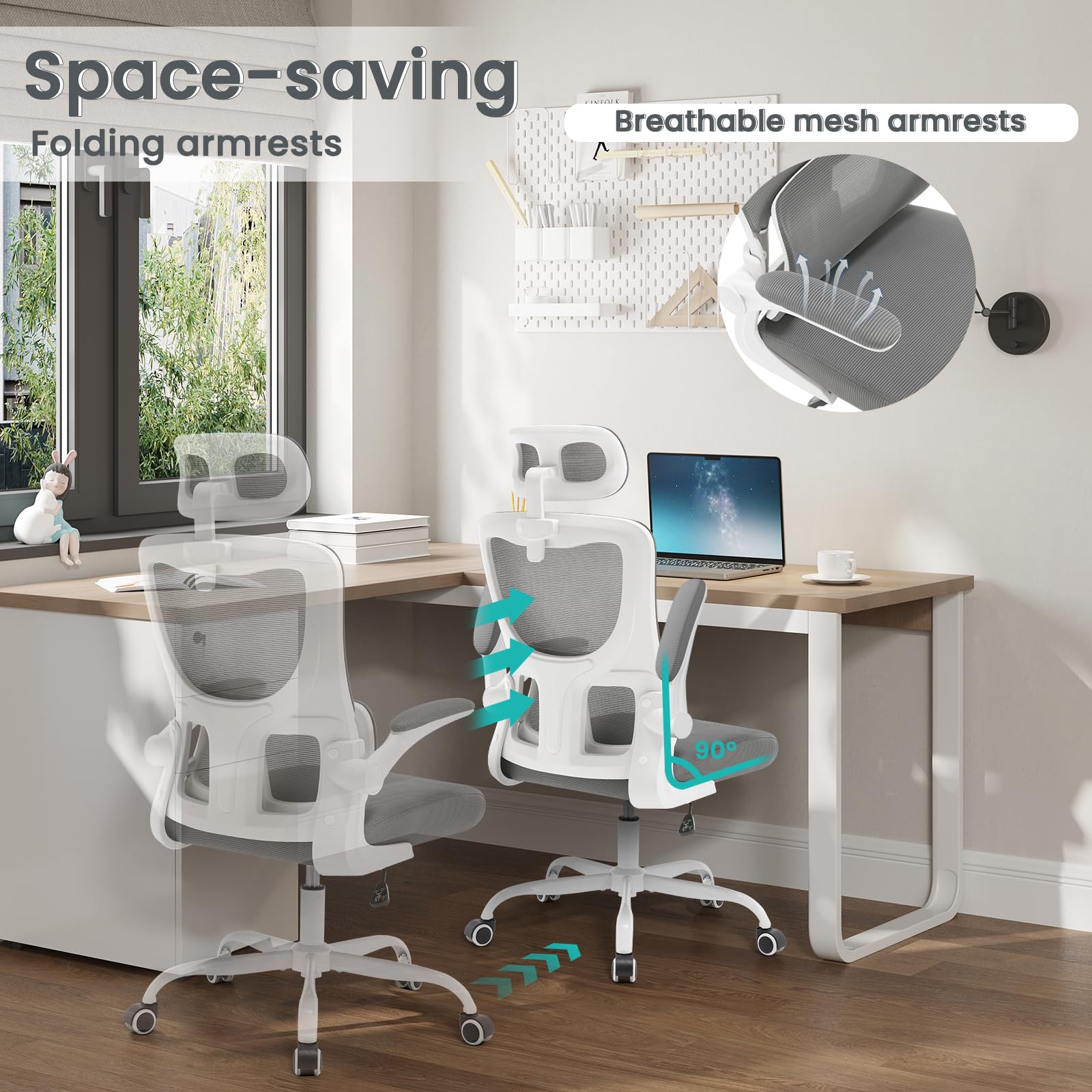 WOLTU Ergonomische bureaustoel, ademende mesh-bureaustoelen, met