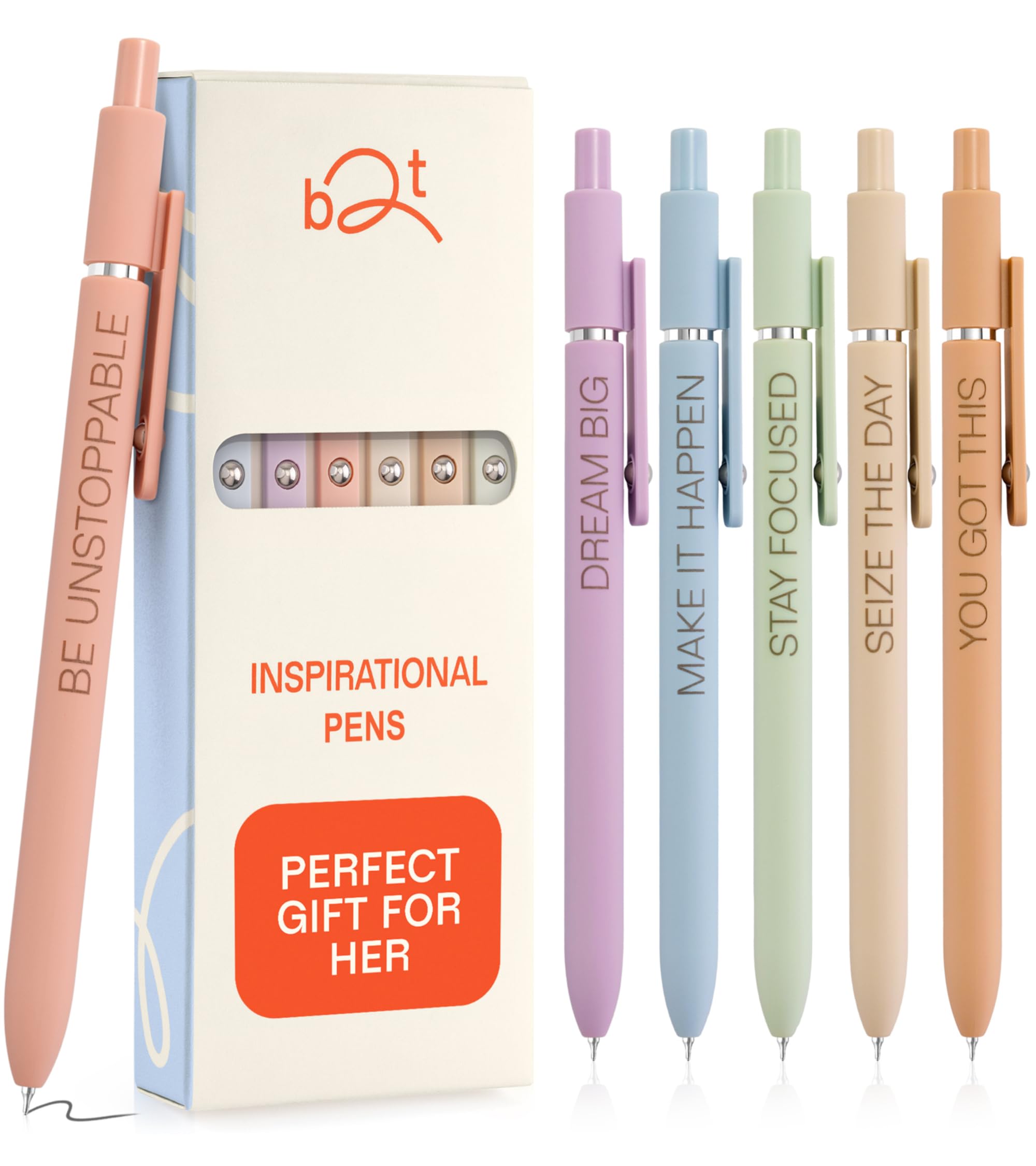 Achievers Inspirational Pen Set for Women - Motivational Quotes Office Gift for Her, Congratulations on Promotion, New Job Gifts Lady Boss Business Pens, Adult Graduation Gifts Stylish Sets (Pastel)