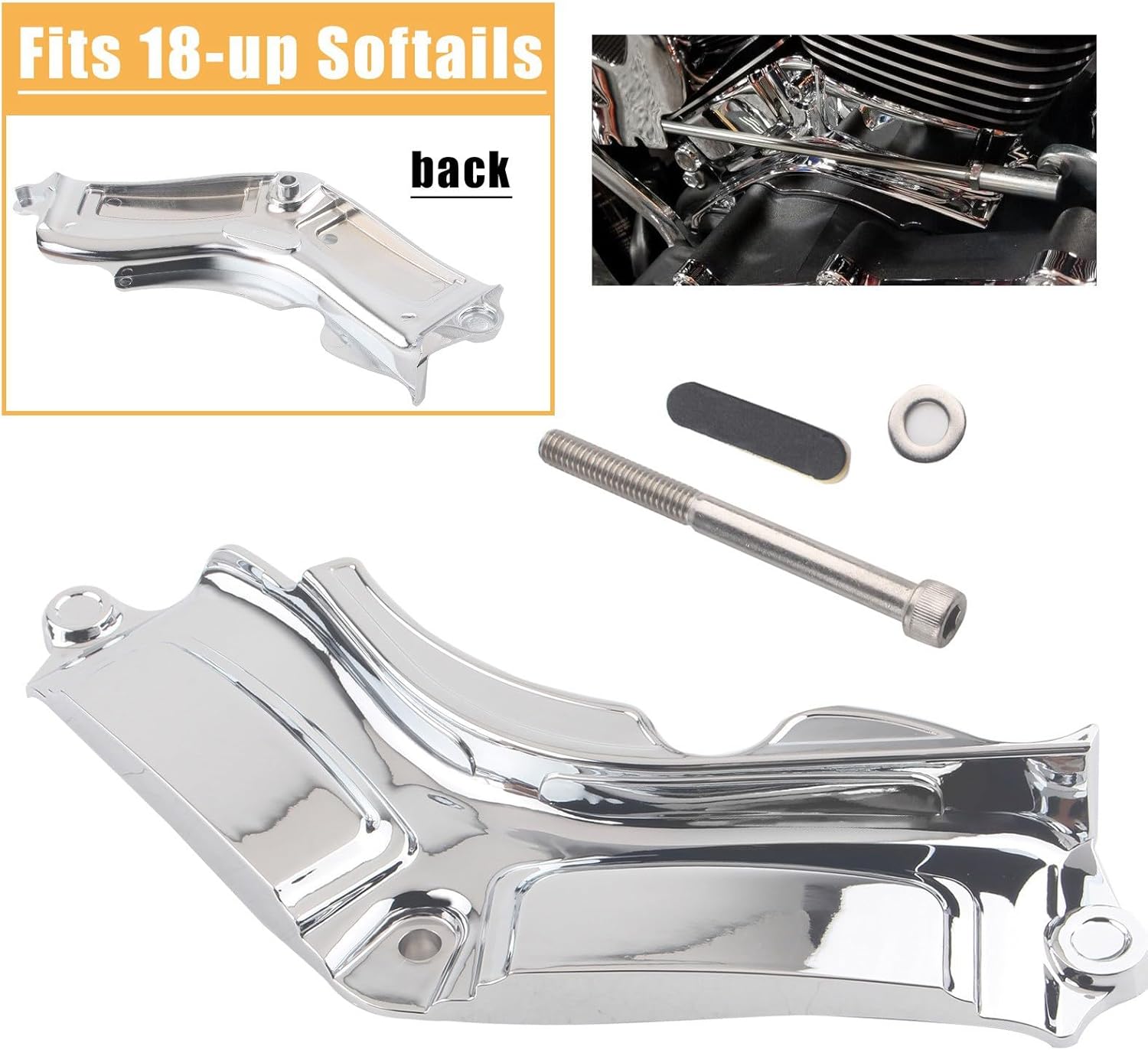 Motorcycle Cylinder Base Side Cover Frame Case Fits for Harley Davidson Softails Deluxe/Fat Boy/Heritage Classic/Breakout 2018-2023 Chrome