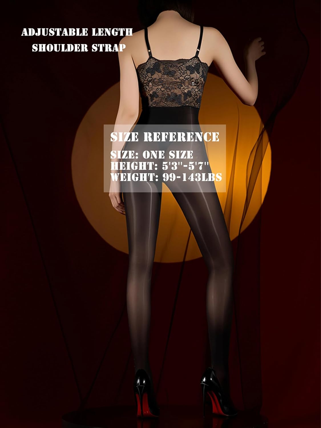 Bodystocking for Women Sexy Halter Full-Body Jumpsuit Oil Shiny Stocking Bodysuit Lace Catsuit - Image 3