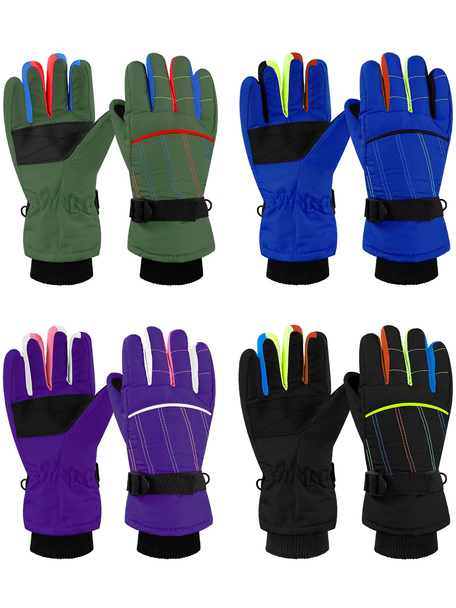 Geyoga 4 Pairs Winter Kids Ski Gloves