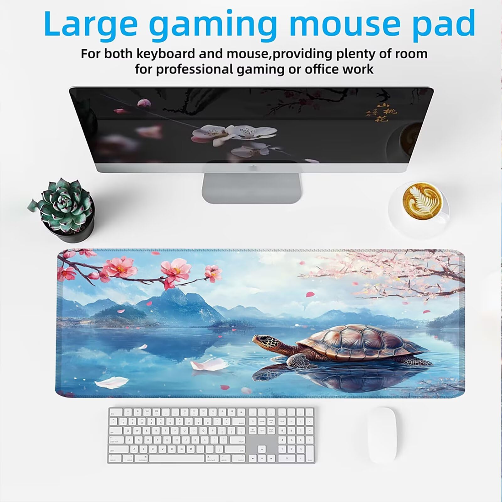 Tappetino Mouse XXL 1200x600x3mm Mouse Pad Gaming, Tartarughe Animali1, Mousepad Base Antiscivolo, Esteso Accessori Scrivania Tracciamento Ad Alta Precisione tappetino per Computer Ufficio, C0P-956