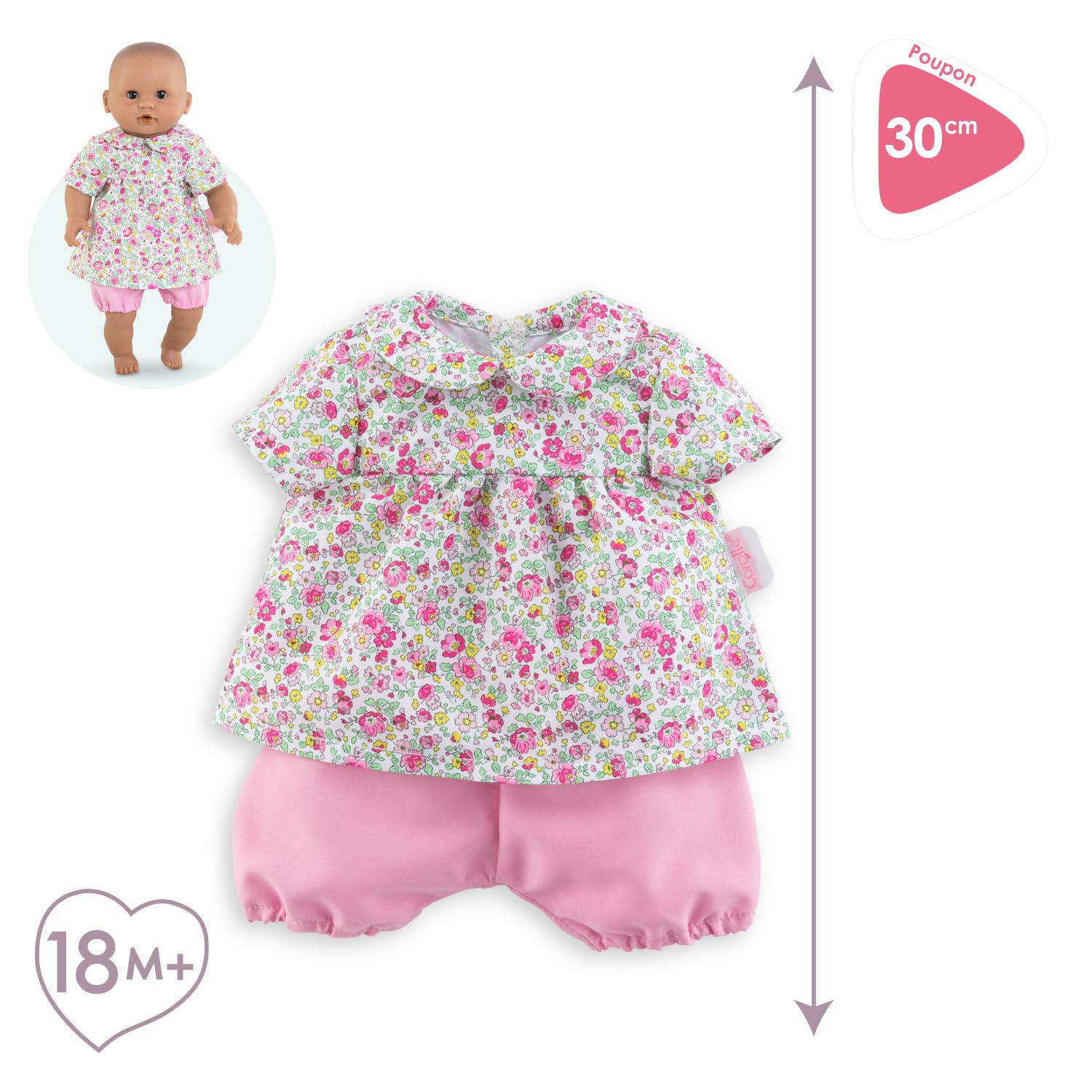 Corolle - Accessori per Bambole, Camicetta e Pantaloni, 9000110680, + 18 mesi, per bambole cm 30, rosa