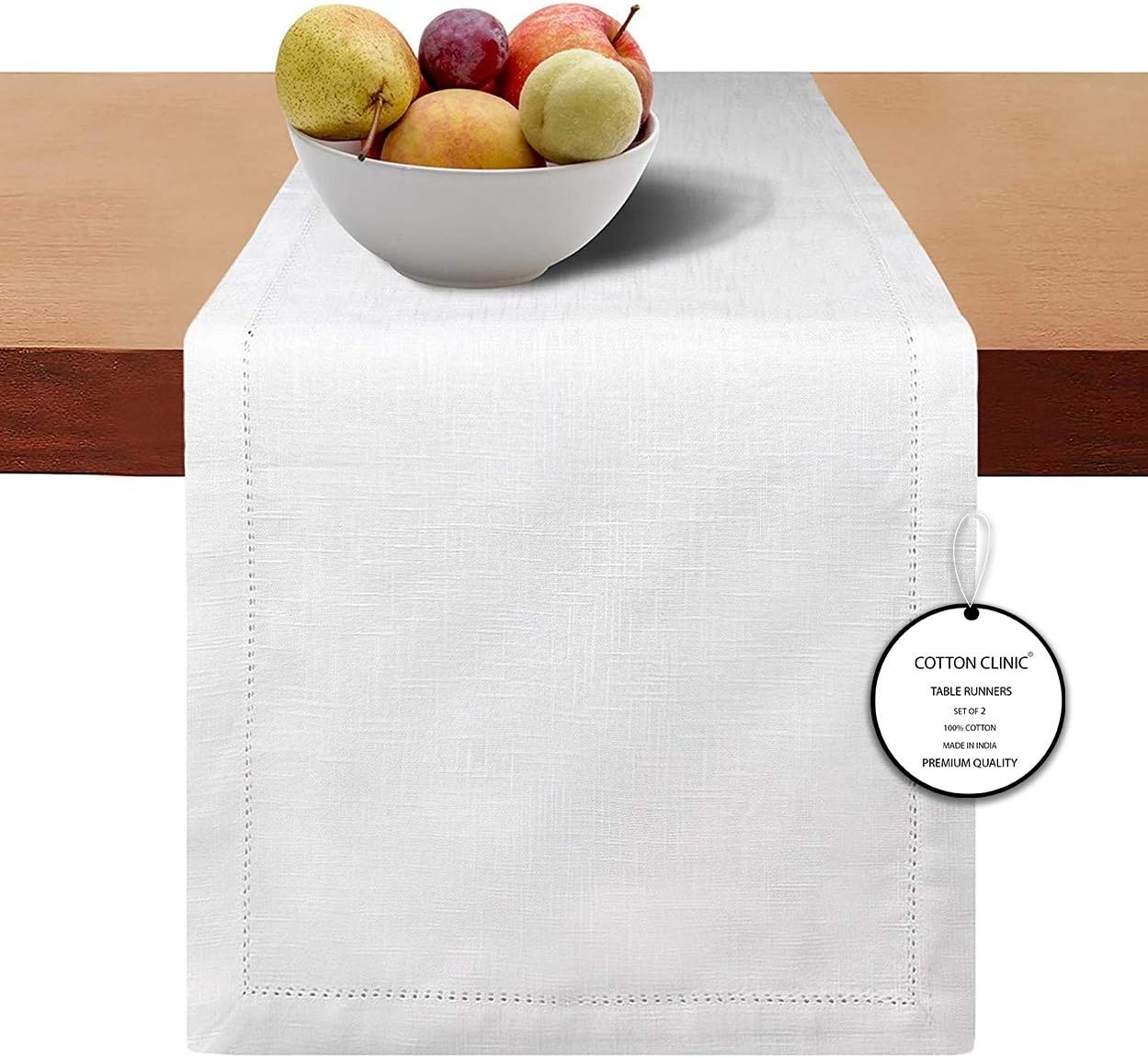 Cotton Clinic 2 Pack Slub Hemstitch Table Runners 108