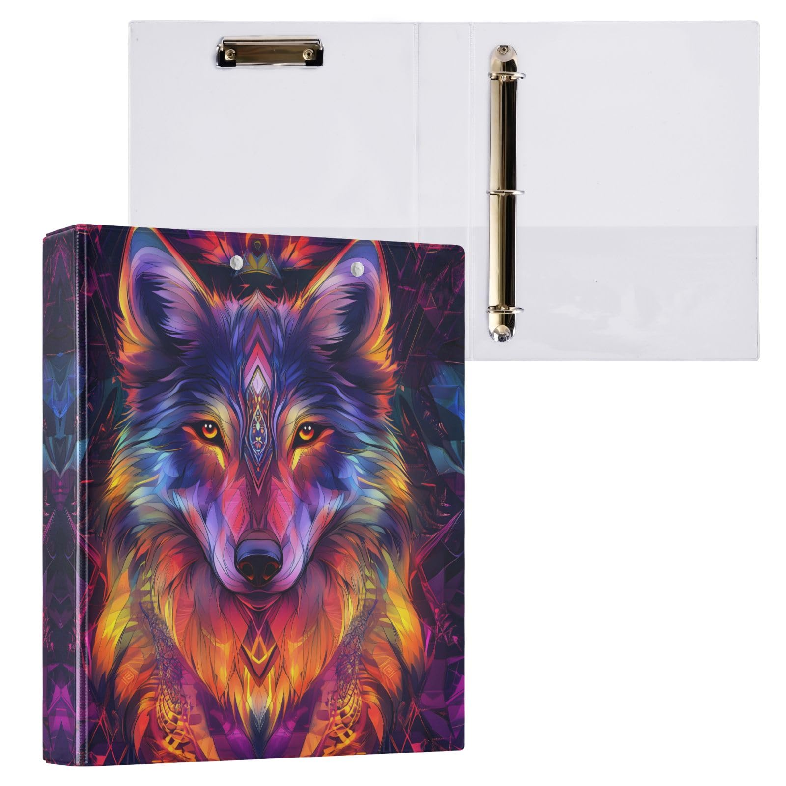Wolf - Raccoglitore colorato a 3 anelli, 3,8 cm, contiene 200 fogli con 3 tasche interne in PVC trasparente, per scuola e ufficio