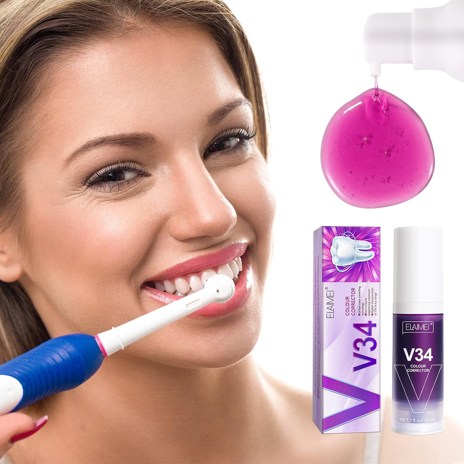 Purple Toothpaste,Color Corrector Toothpaste for Teeth Whitening, Snow