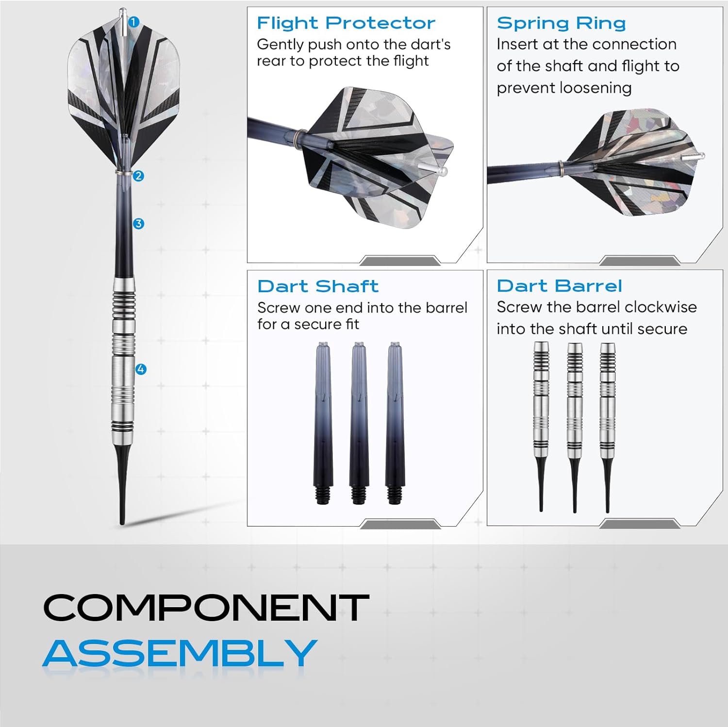 Professional Darts Soft/Steel Tip Set 90% Tungsten 18g/20g/24g, 3 Shaft with Gradient Color,Metal Tip Darts, Gift Box