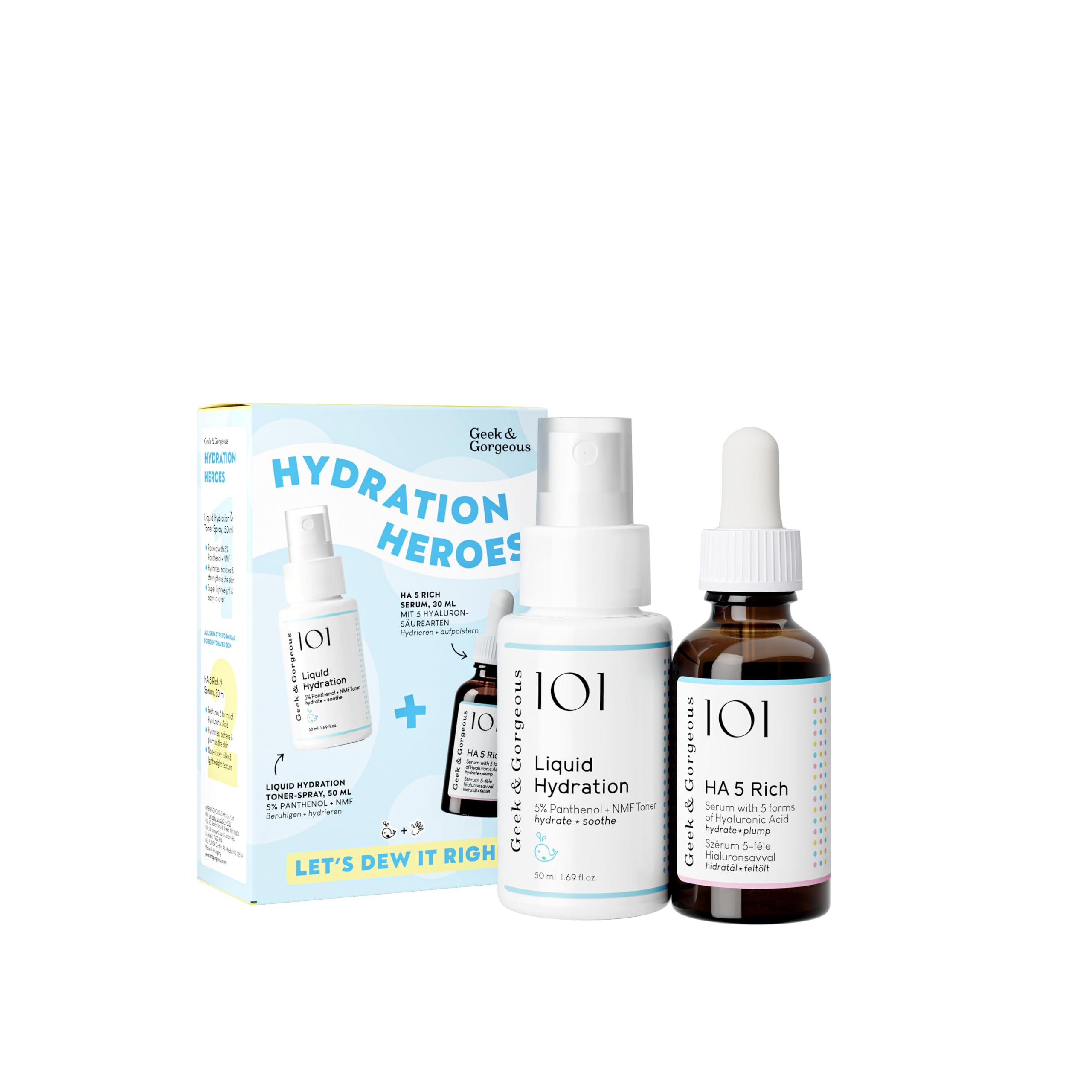 Geek & Gorgeous Hydration Heroes – Double Hydration Duo – HA 5 Rich (30 ml) + Liquid Hydration Mini (50 ml)