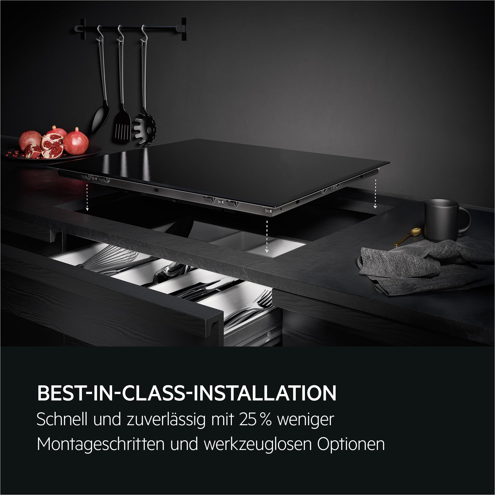 AEG Glaskeramik-Kochfeld Autark 60 cm 4 Kochzonen Aufliegend Bräter- & Mehrkreiskochzone UltraFlatrahmen Edelstahl Timer Kindersicherung TN64RA06XB