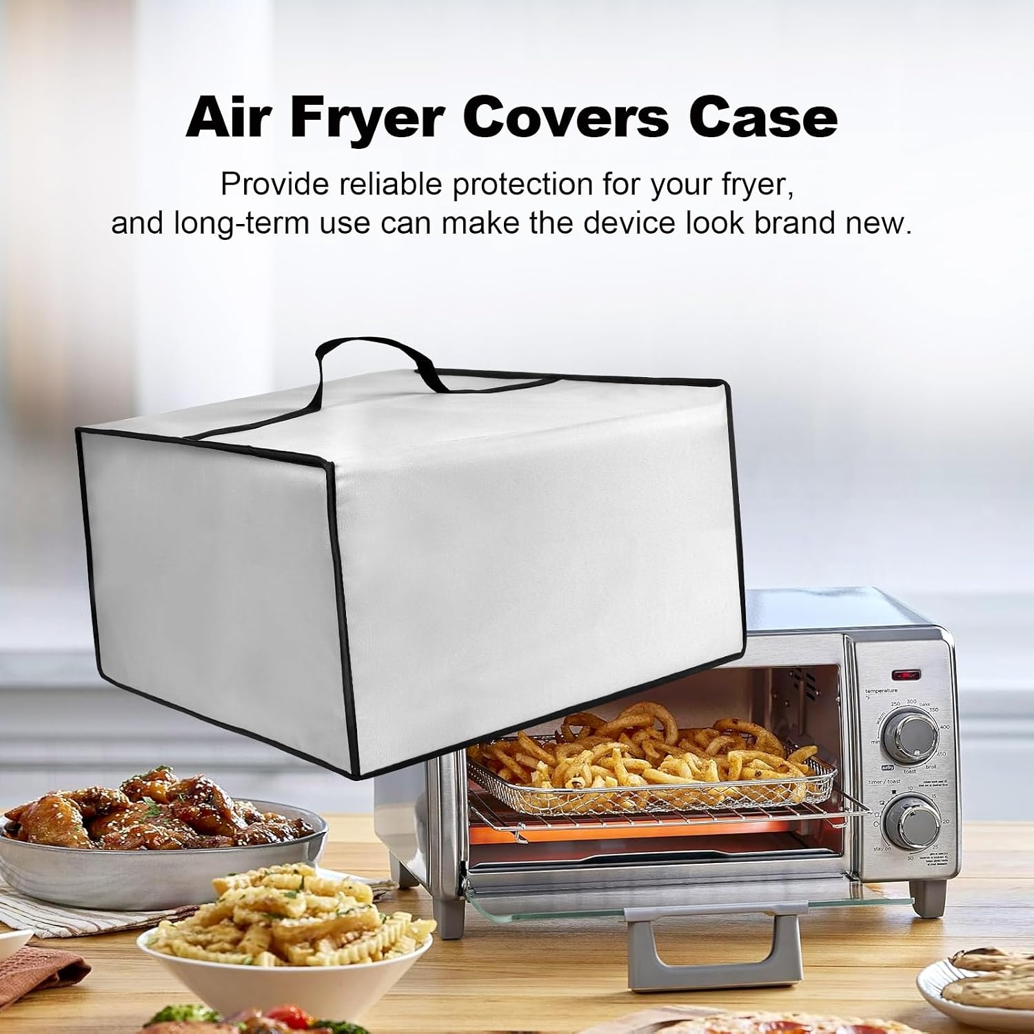 Air Fry Cover Toaster Oven Lid Heat-Resistant Waterproof Nylon Case for BLACK+DECKER Air Fry TO1313SBD/TO1787SS Electric Fryer Boiler Toaster Oven,Black (Silver)