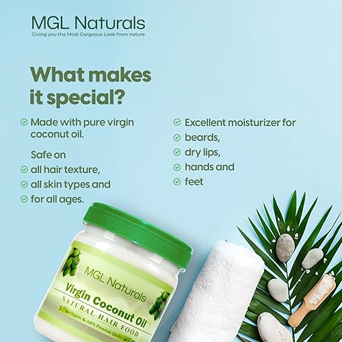 Miniatura 5 de Aceite de coco virgen natural para el cabello. Crecimiento del cabello | Nutrición y manejabilidad del cabello | Cabello grueso brillante que crece