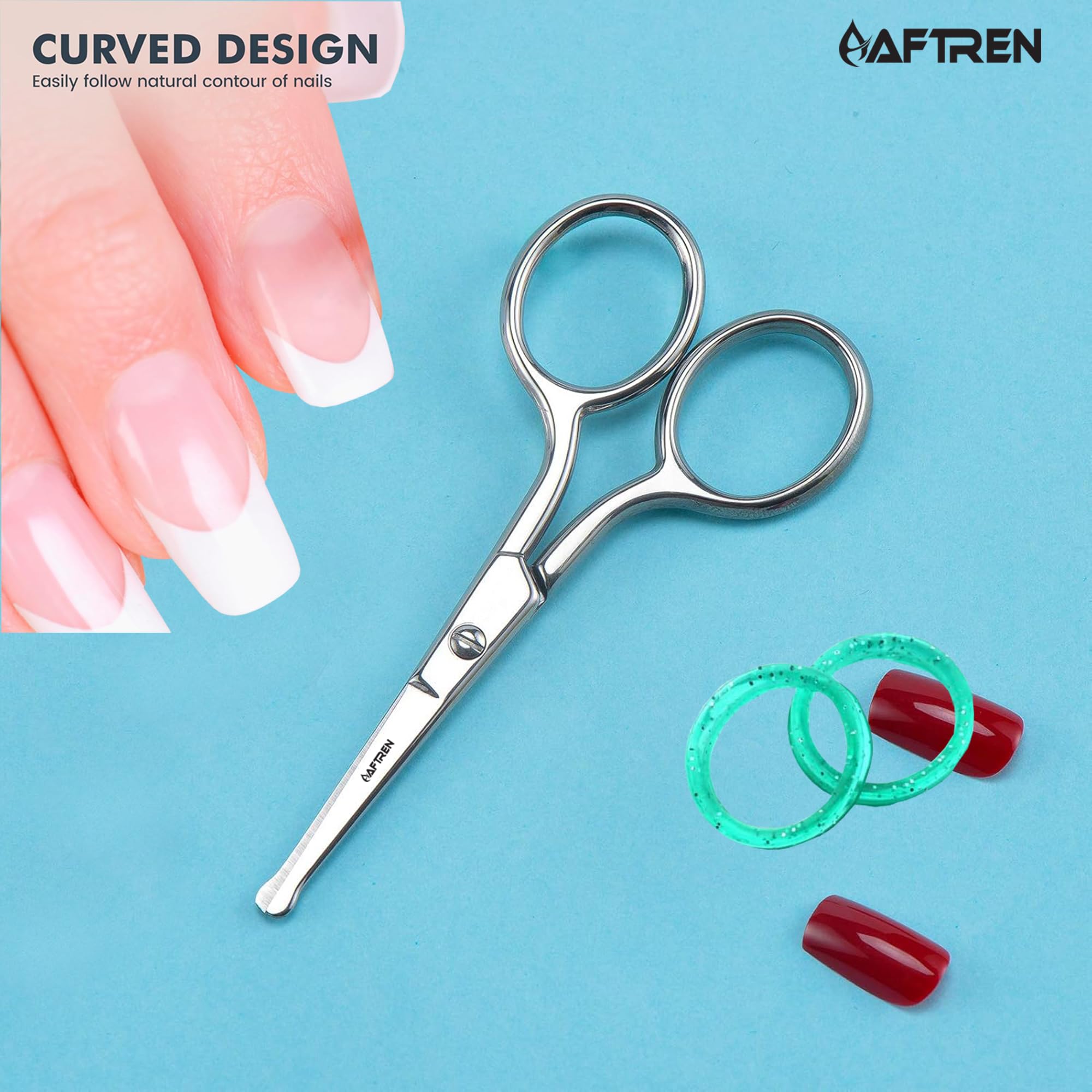 Tijeras profesionales para uñas para niños, punta redonda J2, tijeras para uñas de acero inoxidable para bebés, tijeras para uñas de los pies, uñas de los dedos, 3,5 pulgadas, color plateado