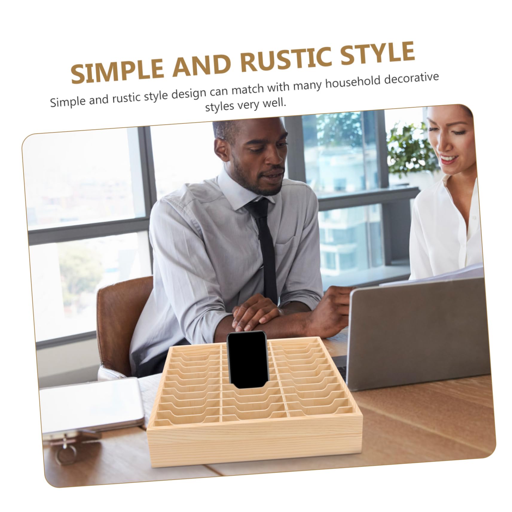 Gadpiparty Organizador de Escritorio de Madera Multiuso con Múltiples Compartimentos para Gestión de Teléfonos y Almacenaje de Suministros Caja Multi Rejilla sin Montaje para Oficina Aula y