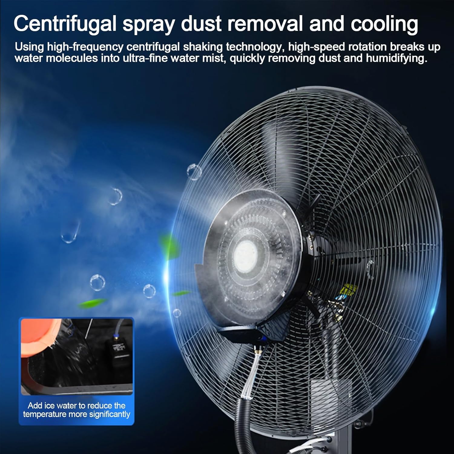22in/28in/32in Patio Misting Fans, Outside Pedestal Cooling Fan, with 40L Tank & 3-Speed Settings, 90° Degree, Standing Fan for Residential Greenhouse Outdoor(81cm/32in)