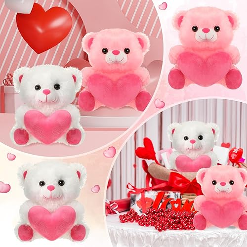 Miniatura 5 de Syhood 6 piezas de oso sonriente de peluche para el día de San Valentín, bonito oso de peluche de 9 pulgadas, regalo para el día de San Valentín,