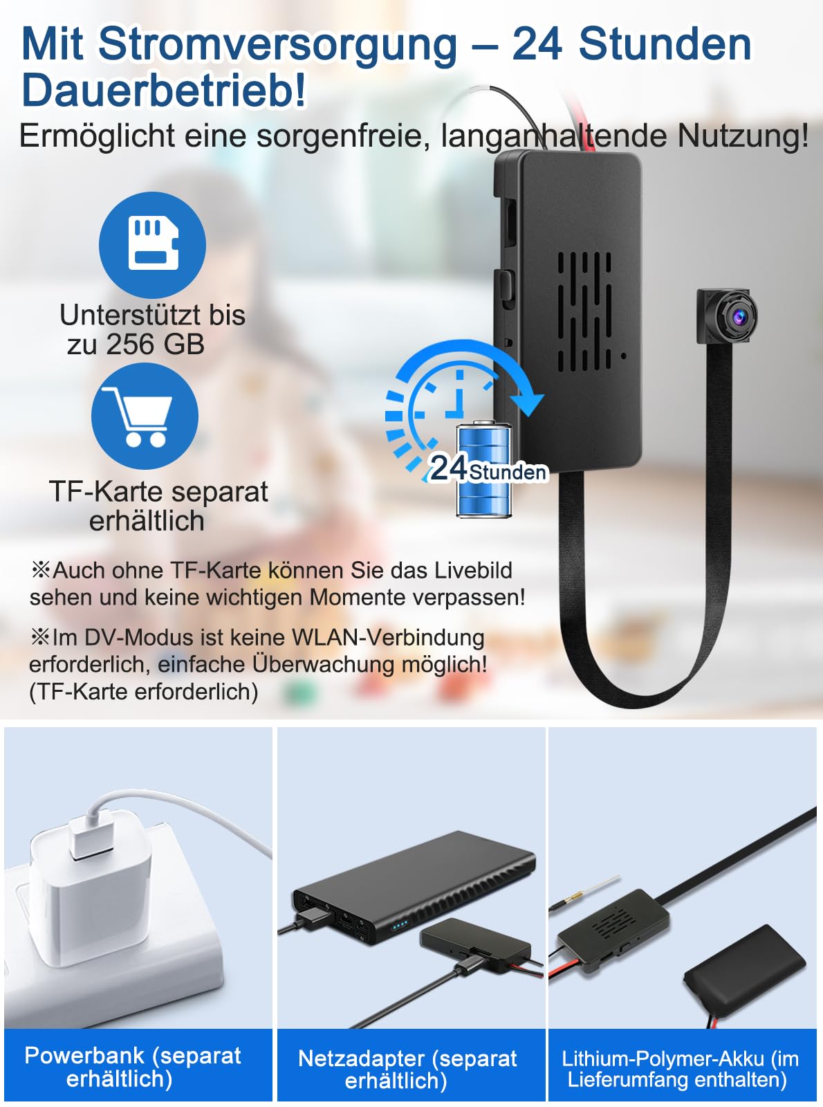 QZT Cámara de vigilancia WiFi 1080P Full HD con aplicación, visión nocturna, detección de movimiento, grabación en bucle, vídeo en vivo, inalámbrico, cámara interior y exterior, ideal para casa