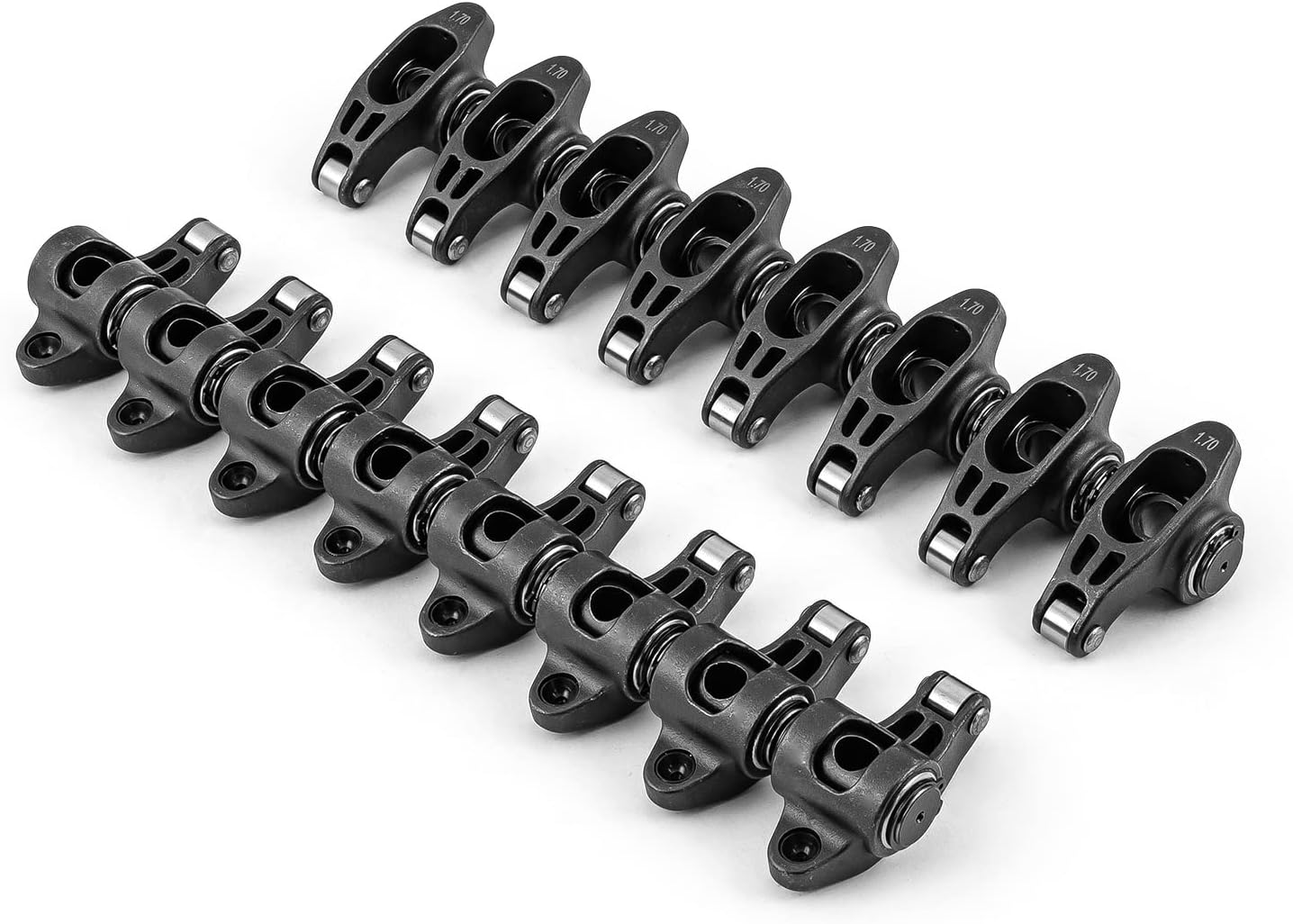 Speedmaster PCE261.1164 Compatible with Chevy BBC 454 1.7 Ratio 7/16" Ultra Black Chromoly Roller Rocker Arms Set