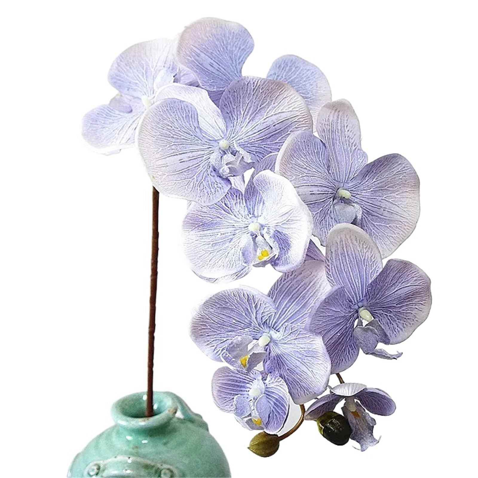 Orchideen Künstlich 95 cm Orchidee im europäischen Stil, Phalaenopsis, Simulationsblume, for Zuhause, Hochzeit, Fotografie, manuelle DIY-Blumen(Cyan,5pcs)