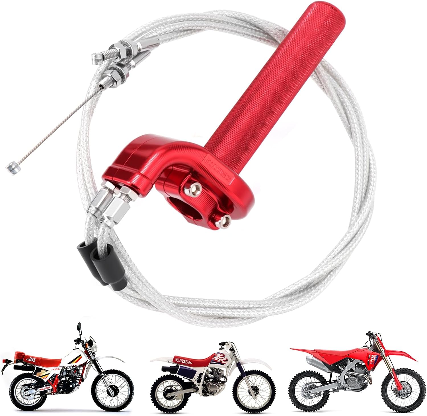 Throttle Twist Assembly with Double Cable,Quick-Release 22mm CNC Aluminum Body Pull/Push Throttle Girp for Motorcycle,Off Road,Dirt Bike,Large-Displacement(Red)