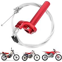 Throttle Twist Assembly with Double Cable,Quick-Release 22mm CNC Aluminum Body Pull/Push Throttle Girp for Motorcycle,Off Road,Dirt Bike,Large-DisplacementRed