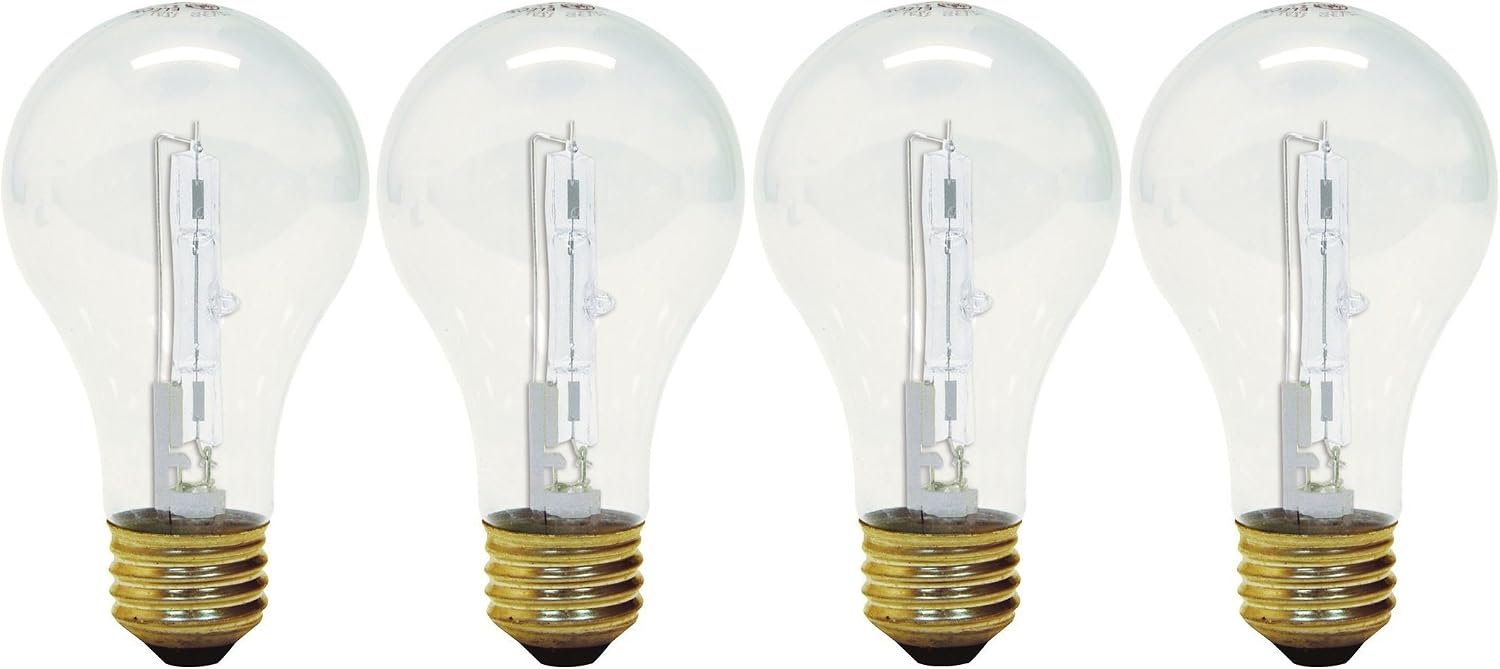 GE Lighting Crystal Clear 72-Watt, (100-watt replacement) 1490-Lumen A19 Light Bulb with Medium Base, Halogen, White (72W, 1490-Lumen)