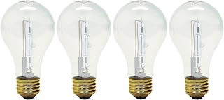 GE Lighting Crystal Clear 72-Watt, (100-watt replacement) 1490-Lumen A19 Light Bulb with Medium Base, Halogen, White (72W, 1490-Lumen)