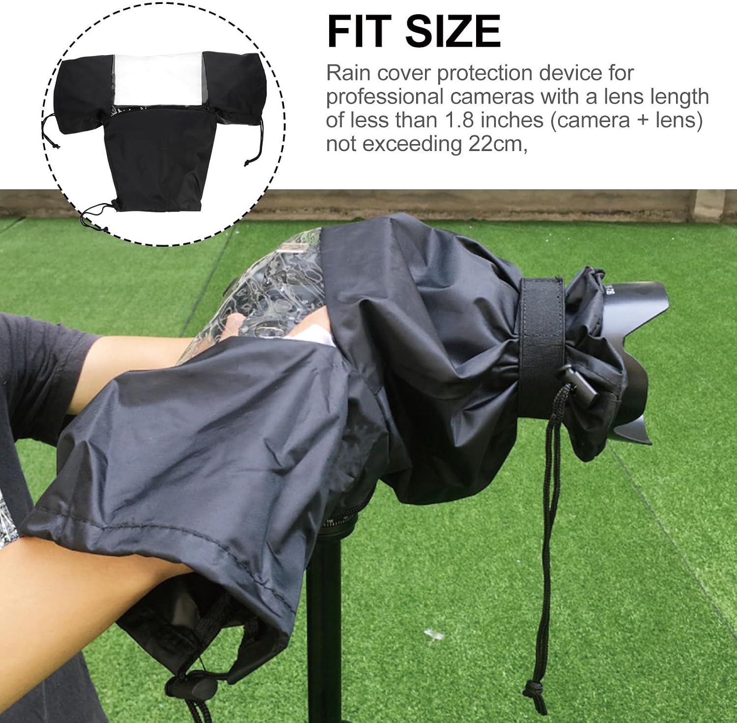 DSLR Camera Rain Cover Waterproof Sleeve Camera Protector Rain Gear for Outdoor Photography Black