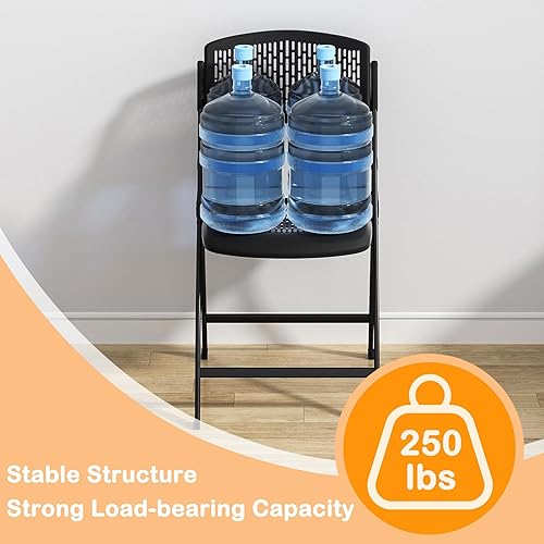 Miniatura 6 de Sillas plegables negras plegables con asiento de malla transpirable y marco de metal resistente para interiores y exteriores, fiestas, eventos,