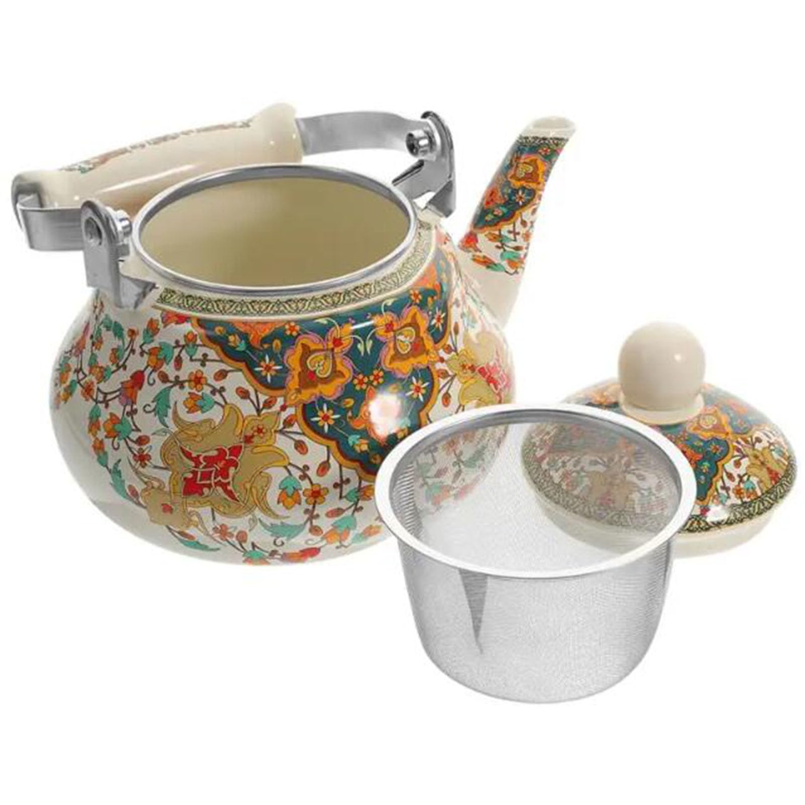 WHLMYH Bouilloire En Émail Sur Théière En Acier Floral, Bouilloire En Porcelaine Émaillée, Bouilloire À Thé D'Eau Chaude Colorée Pour Cuisinière, Petit Design Rétro Classique