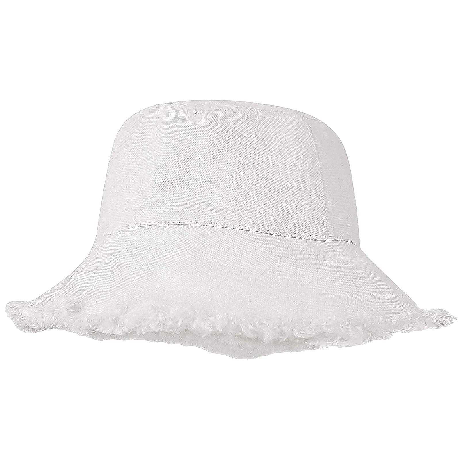 Utowo Women's White Frayed-Edge-Bucket-Hat-Summer Distressed-Beach-Sun-Hat-For- Men Teens Girls- Floppy Wide-Brim Fisherman Cap(Size: 7 1/8), M