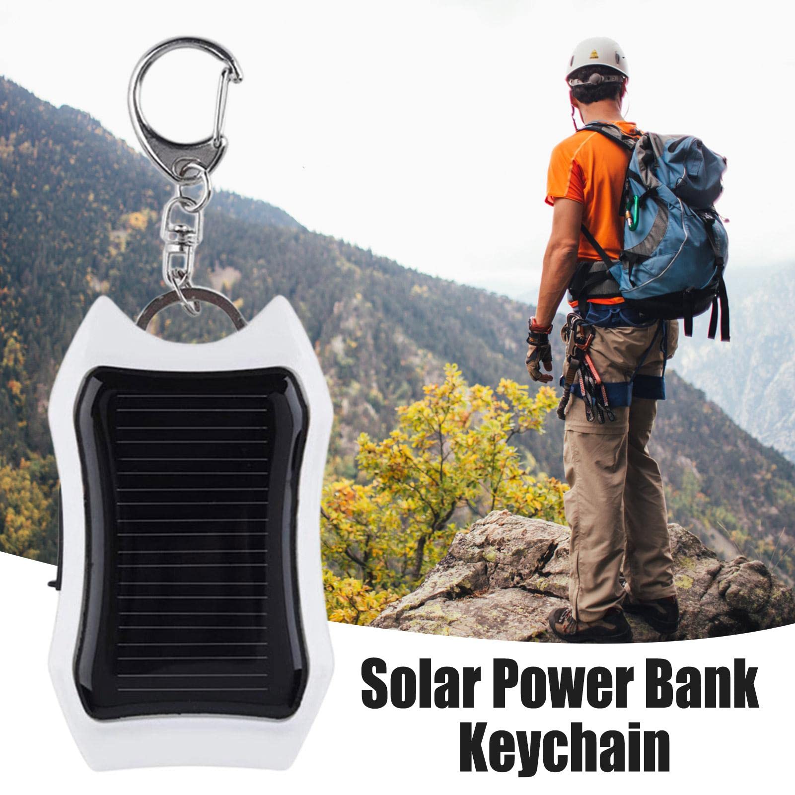 Power Bank Solare Portachiavi 1500mAh – Caricatore Portatile Con LED Per Campeggio