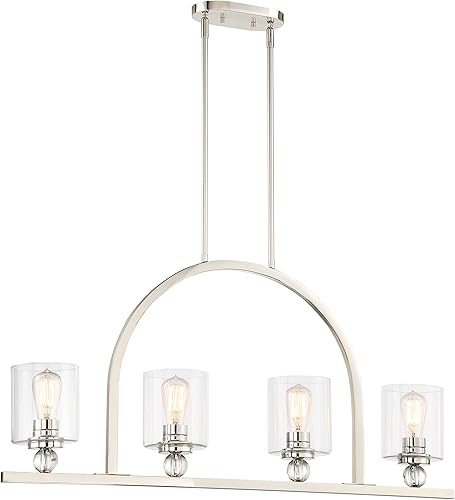 Minka Lavery Lámpara colgante de isla 3074-613 Studio 5 - Lámpara de araña para comedor, 4 luces, 240 vatios, níquel pulido