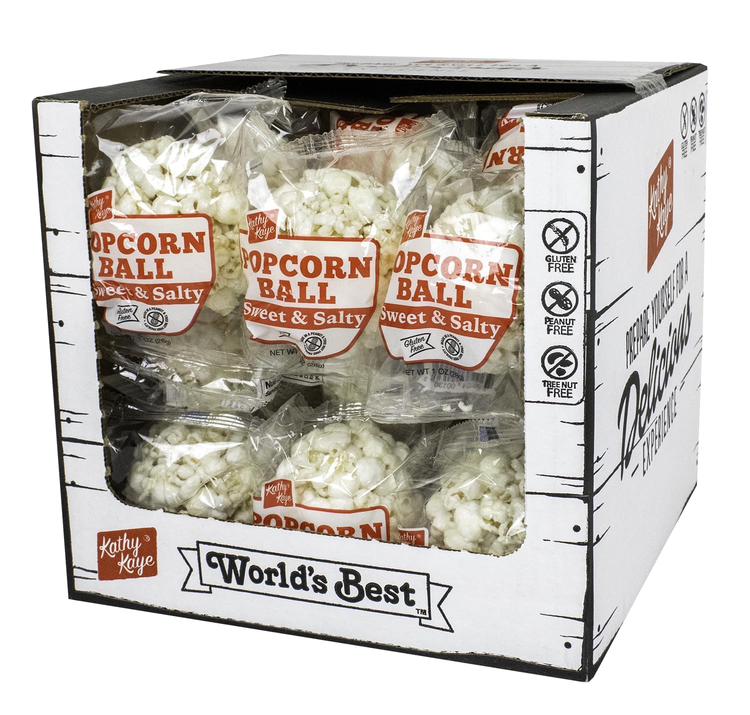 24 Pack of Sweet & Salty Popcorn Balls | Classic Popcorn Taste | Made From Our Classic Recipe | Gluten Free, Peanut and Tree Nut Free