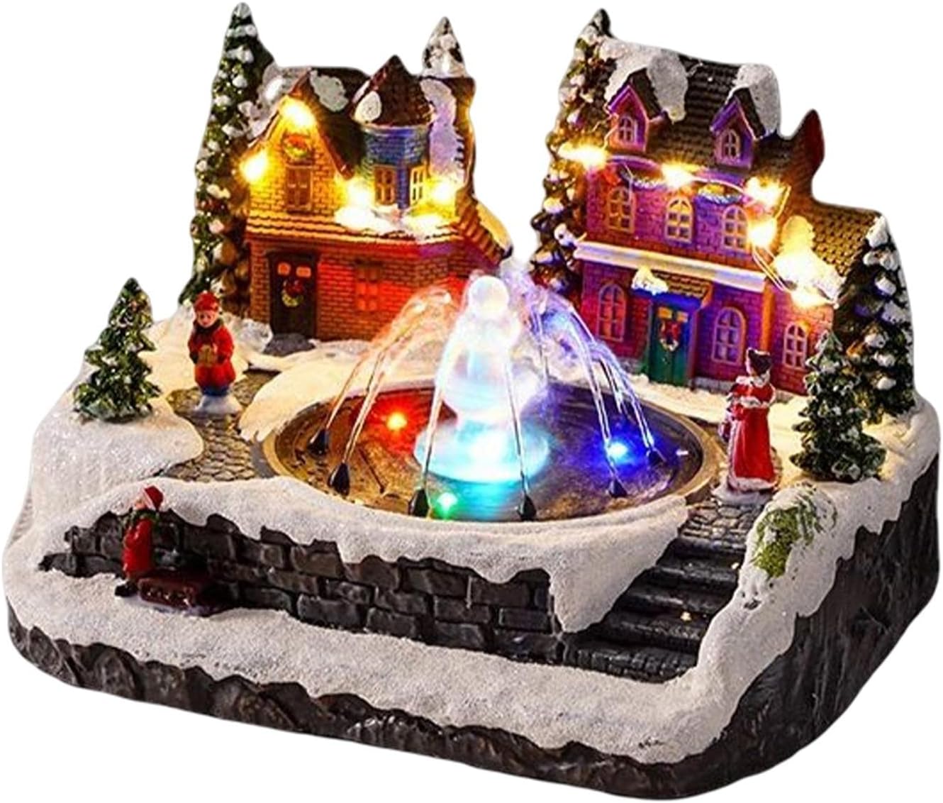 Christmas Winter Scene Village House Musical for Desktop Bedroom