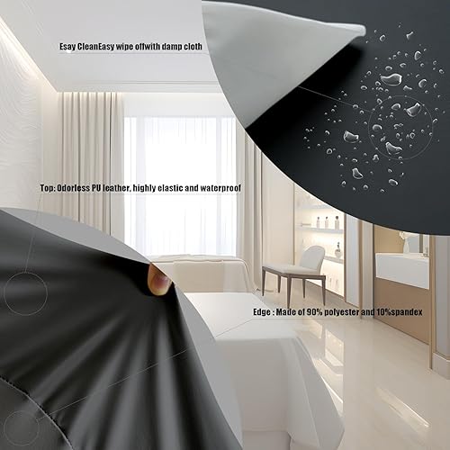 Miniatura 2 de Lufyzora Funda de cama de pestañas de piel sintética lavable para mesa de masaje, impermeable y reutilizable, funda de cama de spa, sin olor y de