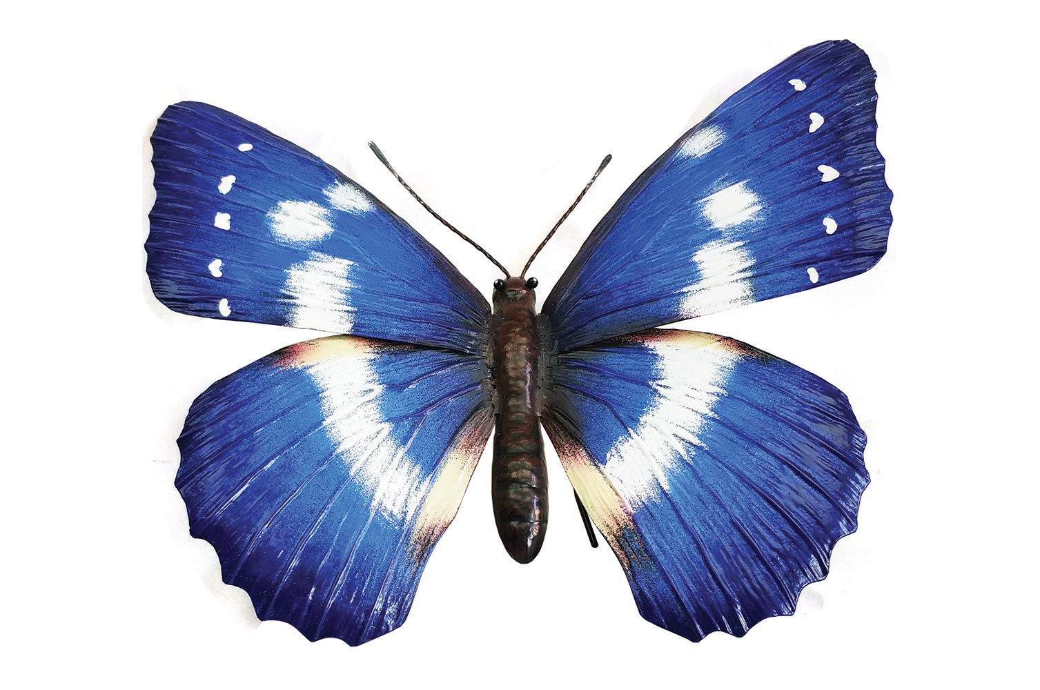 Primus Hand Finished Giant 3D Blue Metal Butterfly Garden Wall Art Ornament