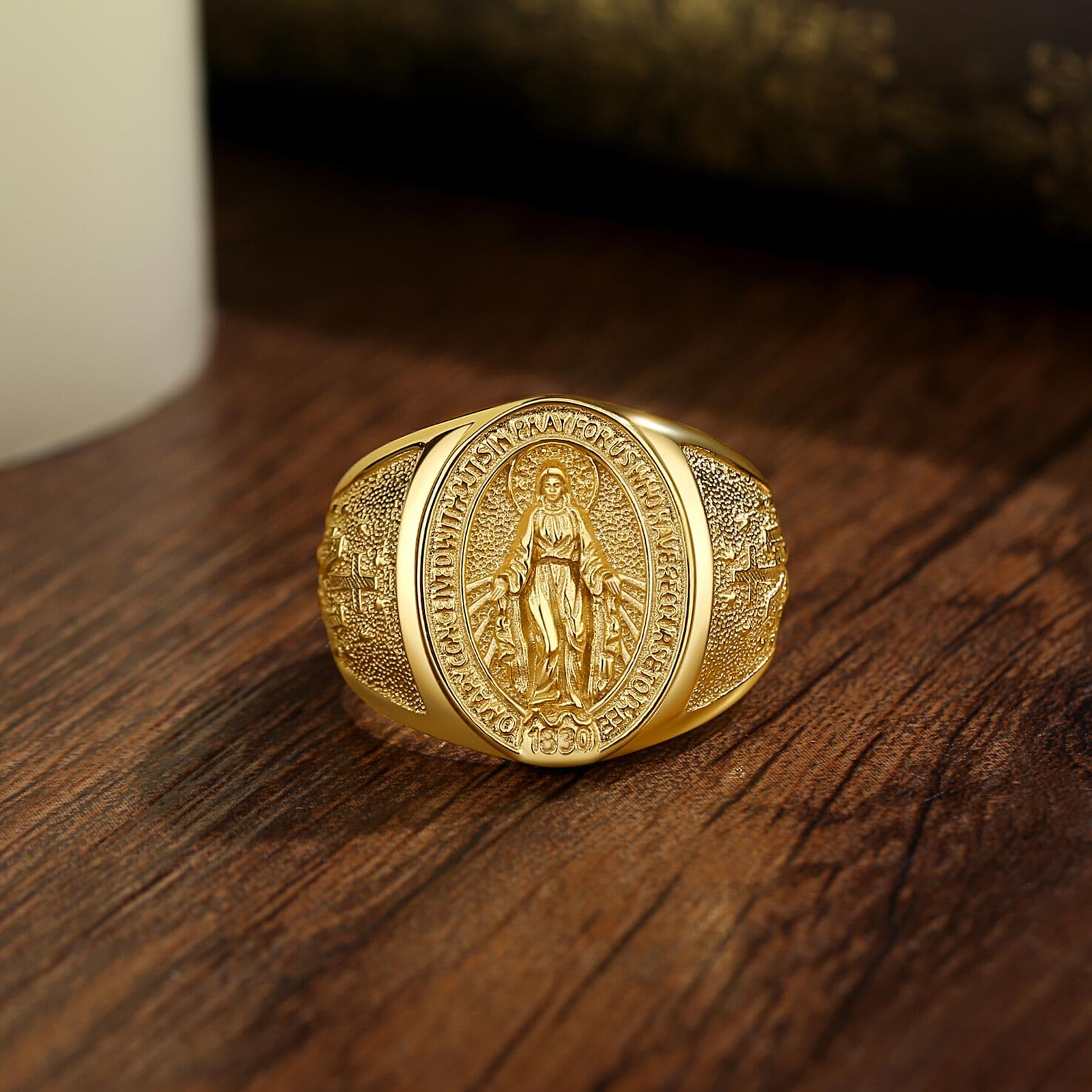 Collier Vierge Marie en Argent Sterling 925 pour Femmes Hommes, réglable Mère Marie Ouverte Notre-Dame de Guadalupe Bague Protection Cathoïque Bijoux Cadeau.