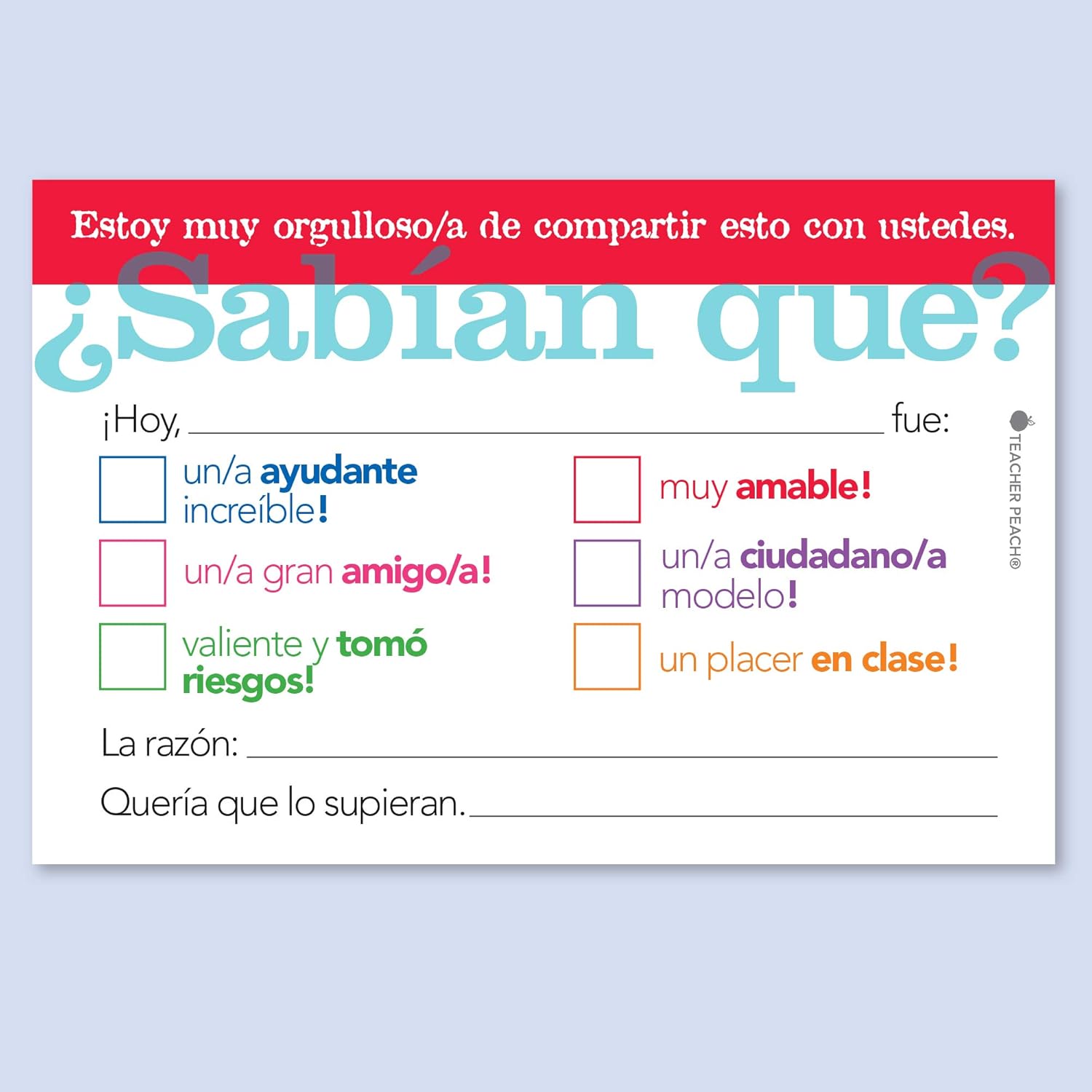 Teacher Peach Spanish Postcard Collection (¿Sabián Que