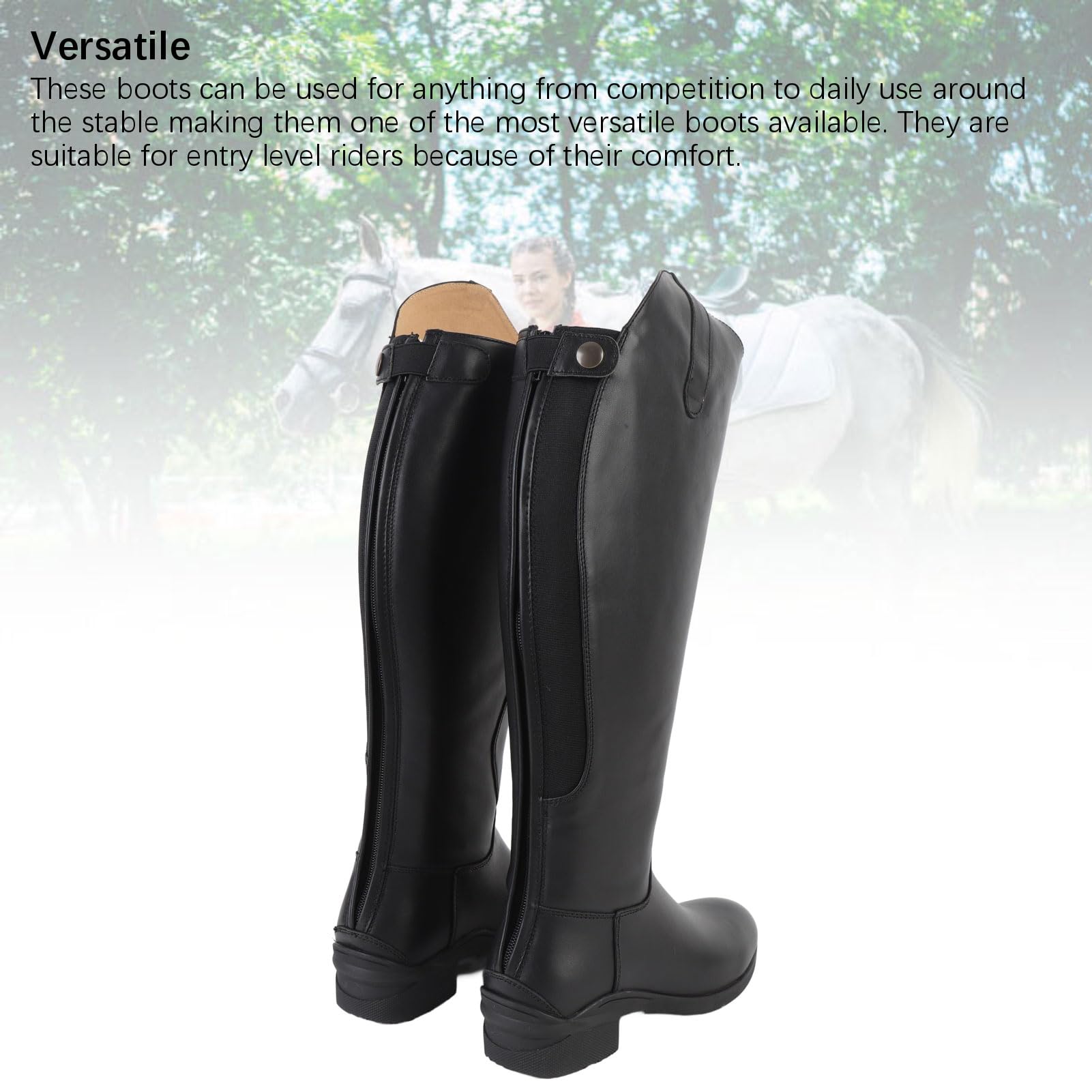 Kniehohe Stiefel, hohe Reitstiefel, Unisex, Reittraining, täglicher Gebrauch, mit Reißverschluss hinten, Leder, Eva, für Männer und Frauen, Reiter, stabile Arbeit, Wettbewerb