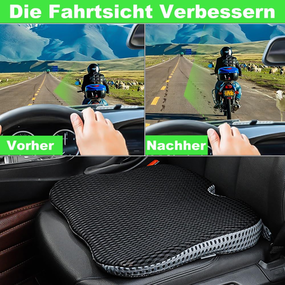 Memory Foam Keilkissen für Auto - Ergonomisches Sitzkissen Auto als Sitzerhöhung Fahrersitz - Autositzauflage, Autositzkissen mit Keil-Design für Vordersitze
