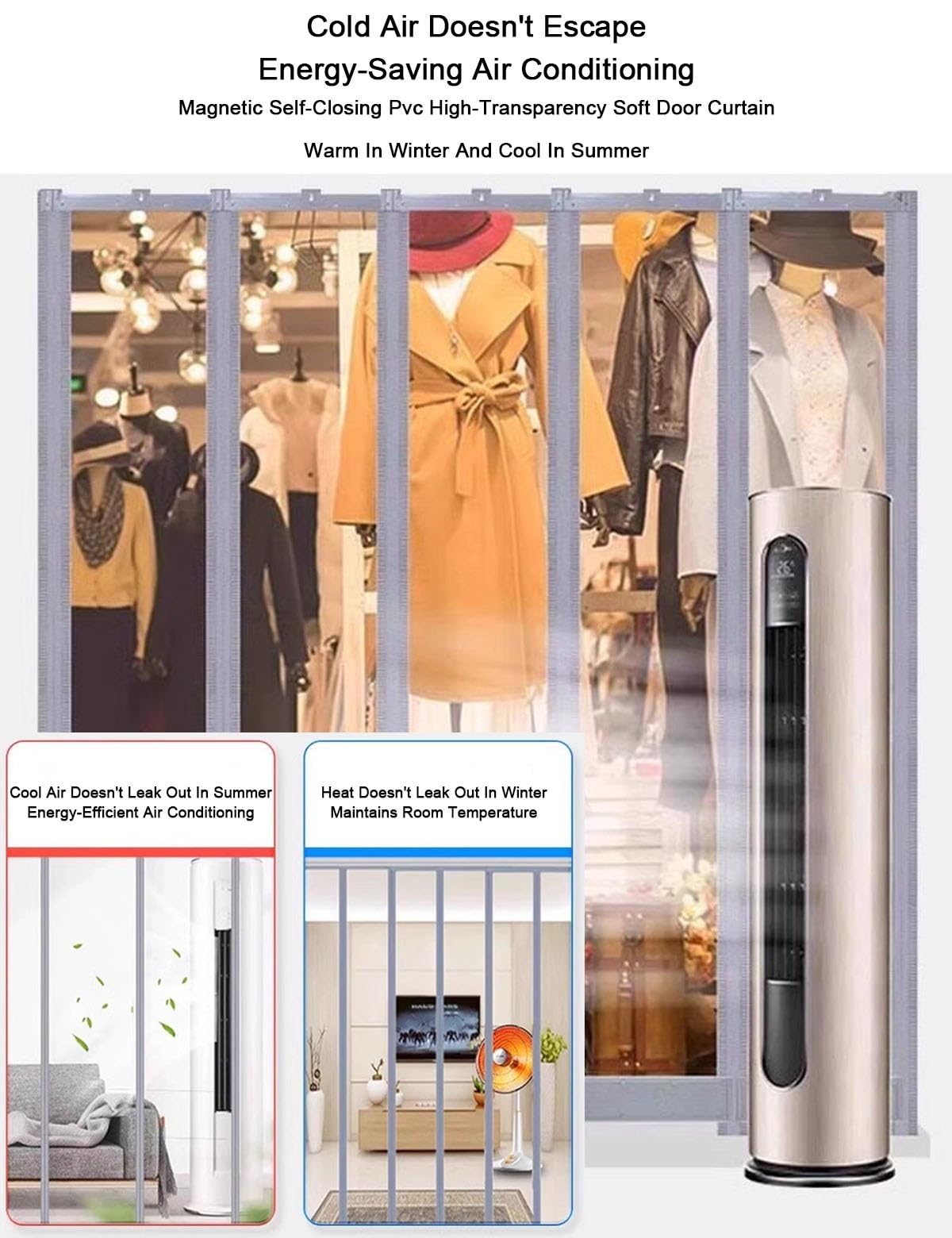 Rideau Laniere PVC, Rideaux à Lamelles Transparent Protéger Contre L'air Froid, Rideau Thermique Industriel Transparent Lanières Convient aux Entrepôts Usines et Supermarchés