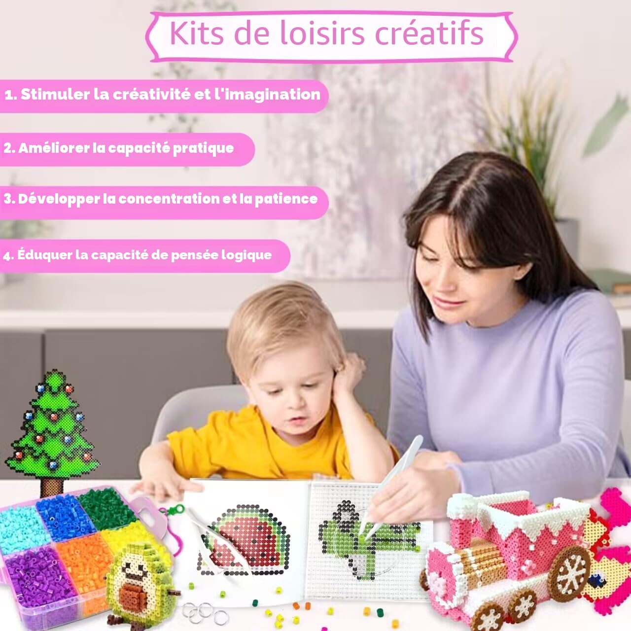 Set De Perles à Repasser, 11000 Pièces Perles De 5MM Avec Boîte De Rangement, Plaque Perle Papier à Repasser, Guide d'utilisation, Conception DIY De Bijoux, Pour Enfants Cadeau Noël Anniversaire