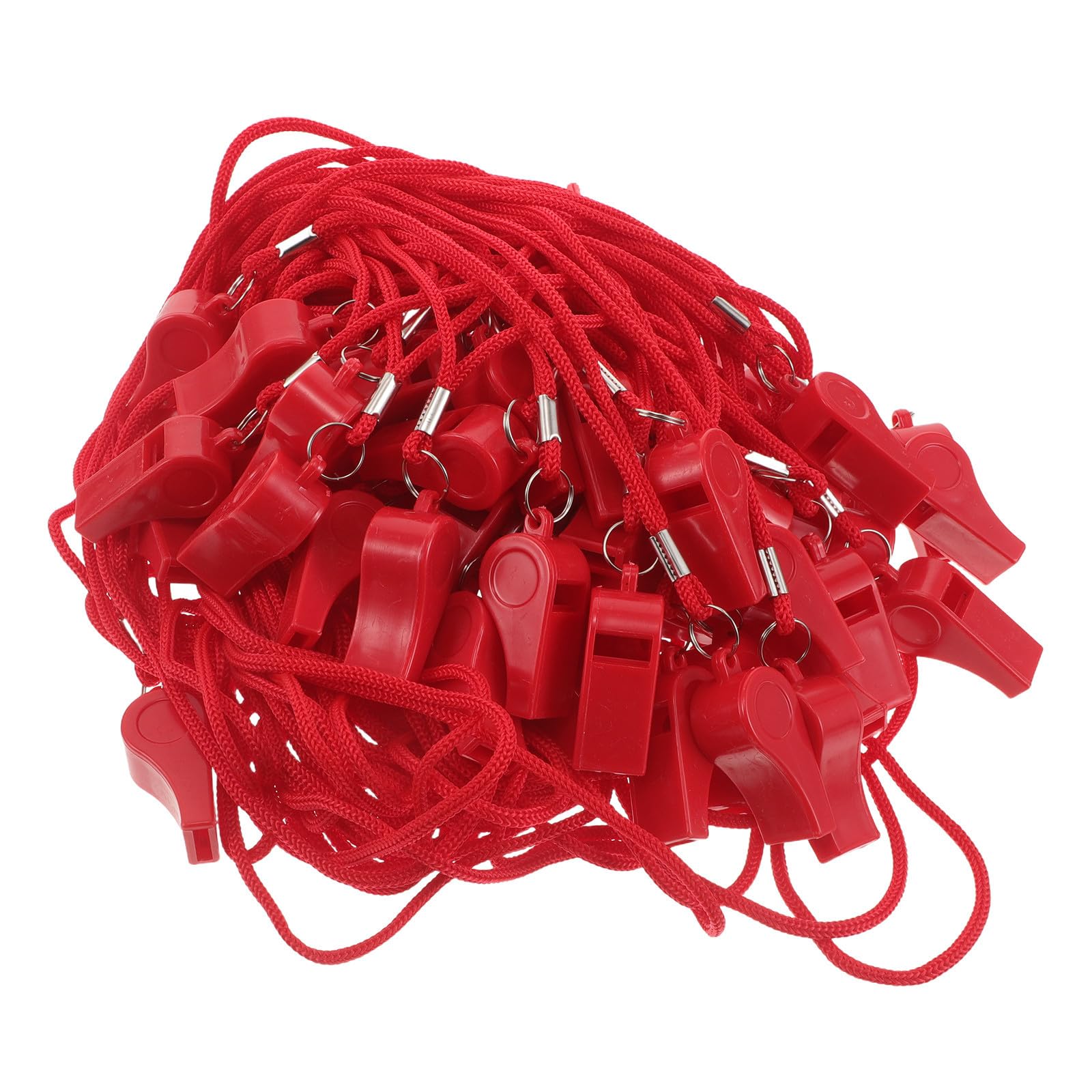 Totority 50 Unidades Silbato Profesional Material Plástico y Poliéster con Señal de Alto Decibelio Incluye Cordón para Juegos y Uso en Salvamento para Emergencias Acuáticas