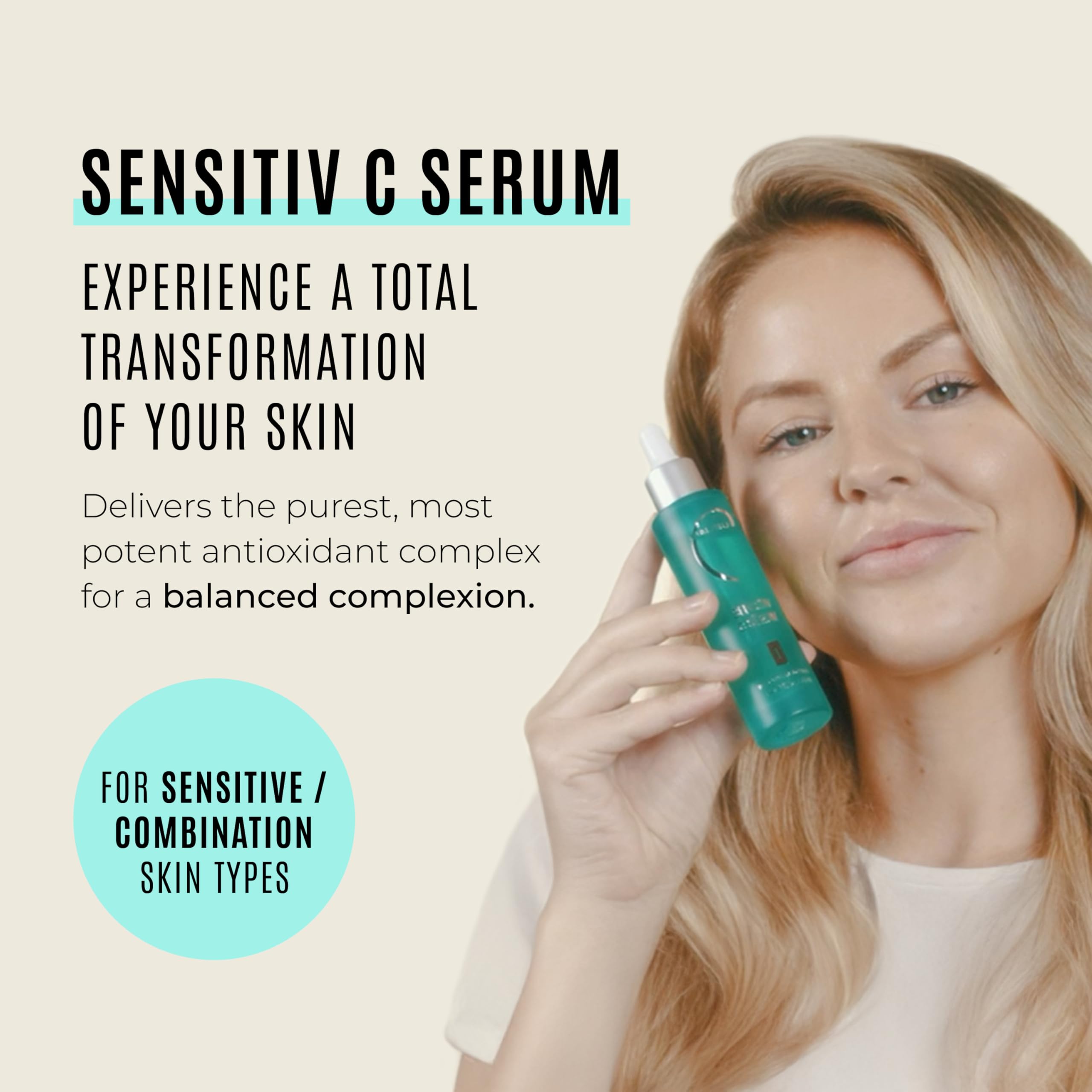 Malibu C Sensitiv C Face Serum - Vitamin C Serum for Combination & Sensitive Skin - Balances, Brightens & Protects with Ascorbic Acid, Allantoin & Pro Vitamin B5 (1 fl oz)