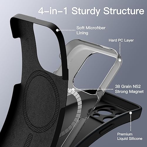 Miniatura 4 de JETech Funda magnética de silicona para iPhone 13 Pro de 6.1 pulgadas, compatible con MagSafe, funda para teléfono con lente de cámara de protección